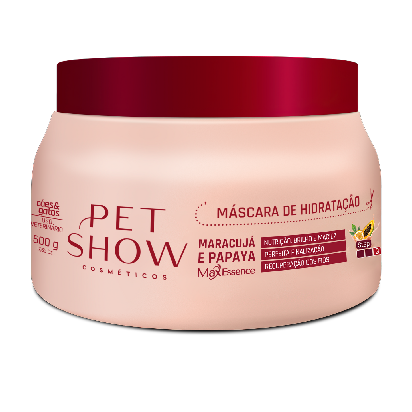 MÁSCARA DE HIDRATAÇÃO MARACUJÁ E PAPAYA 500G - PET SHOW